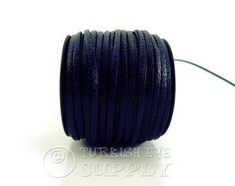 3mm Navy Flat Leather Strip Genuine Leather Strap 1 meter-3,28 foot Leather Cord, Wide Strap Lace Flat Leather Strapping, Leather Bracelet