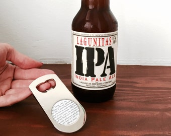 One Year Anniversary Gift for Him / 1st Anniversary Gift for Husband / First Anniversary Gift for Him / Custom Bottle Opener with Vows, Song