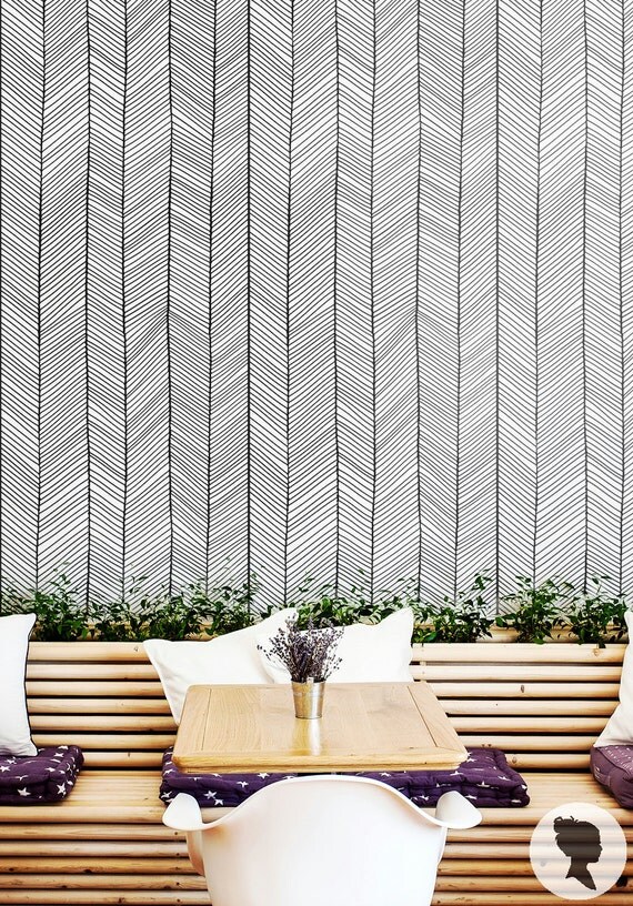 Herringbone Wallpaper / Traditional or Removable Wallpaper