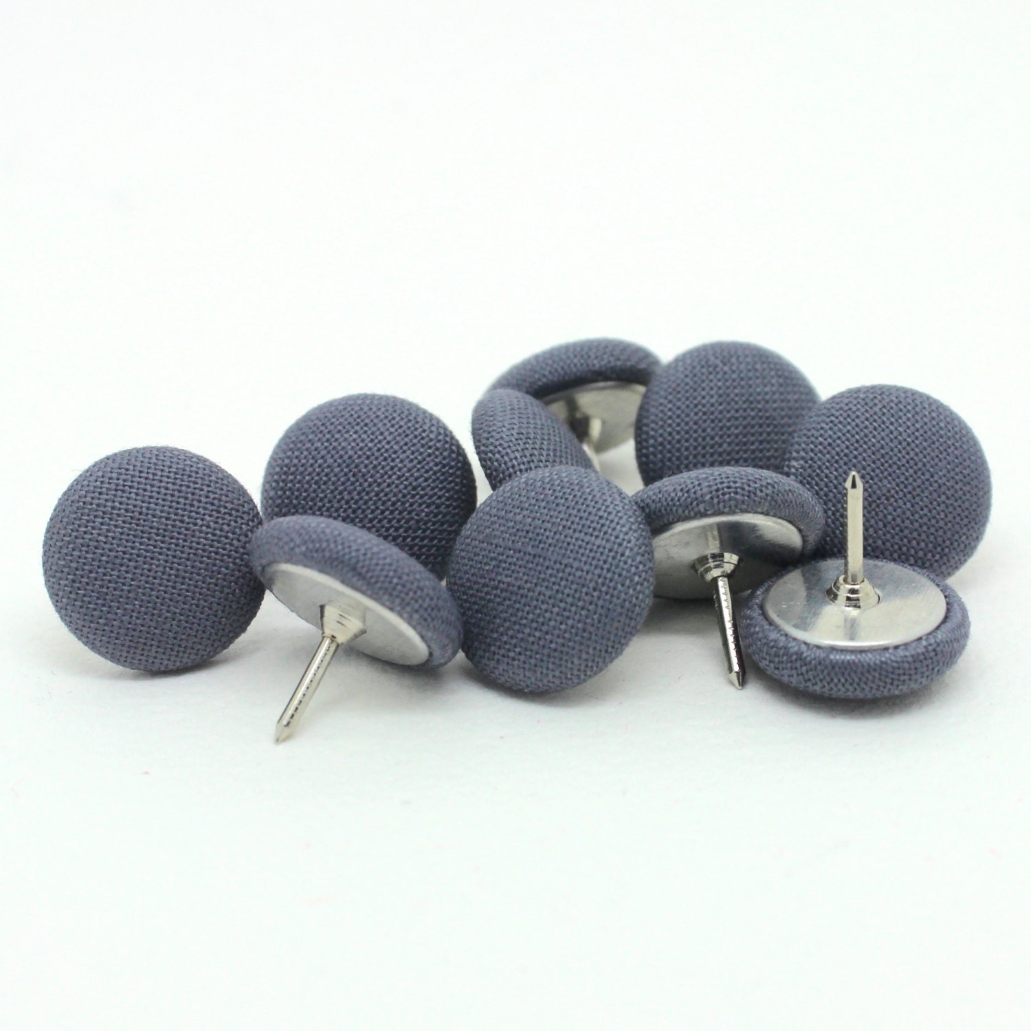 10 Small Grey Fabric Push Pins Grey Drawing Pins Grey Thumb