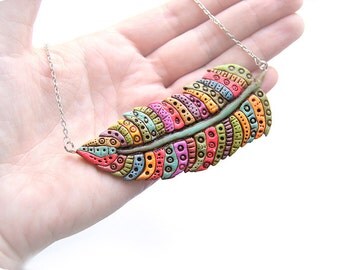 Feather necklace for girlfriend gift for her jewelry summer necklace fairy bib necklace Birthday gift for girl Unique necklace boho jewelry