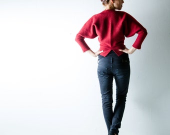 Winter Jacket, Red jacket, Wool coat, Dolman coat, Shrug, Cardigan, Women jacket, batwing top, Womens coat, Maternity clothes, Shrug, Bolero