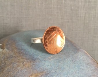 Etched copper ring | Etsy