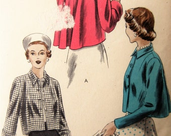 Vintage Vogue 6433 Sewing Pattern, 1940s Jacket Pattern, Short Jacket, Trapeze Jacket, Bust 30, 1940s Sewing Pattern, Easy to Make Pattern
