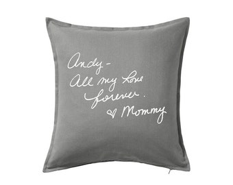 Personalized Pillow Cover with Writing, Remembrance Pillow Cover, Keepsake Personalized Handwriting Pillow Cover