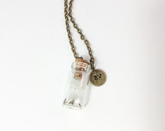 Dandelion Necklace, Wish Necklace, Good Luck Necklace, Terrarium Necklace, Graduation Gift, Personalized Necklace, Woodland, Hand Stamped