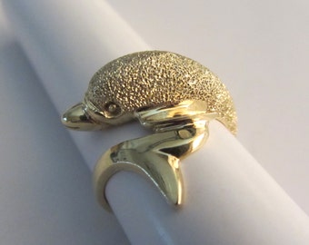 14k Gold Dolphin Sz 7 Ring 5.63g Gorgeous !
