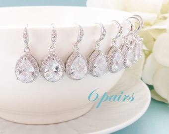 SALE Set of 6, Bridesmaid Gifts, Bridesmaid Jewelry, Bridesmaid Earrings, Personalized Bridesmaid Gift, Bridal Earrings, Wedding Jewelry