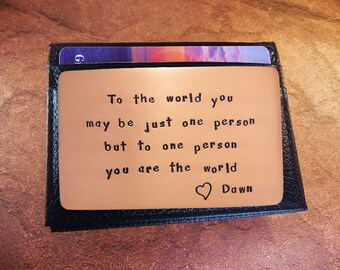 Ist Anniversary, Rustic Copper, Gift for Boyfriend, Romantic Message, Copper Card, Hand Stamped