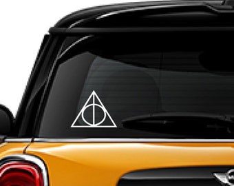 Deathly Hallows decal, Harry Potter decal, FREE SHIPPING, White vinyl decal , home decor decal, dorm room decal, fantasy #148