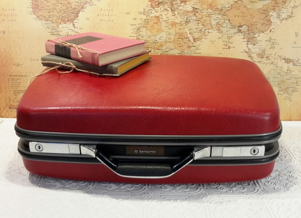 Red Samsonite Luggage Vintage Suitcase Mid Century Luggage