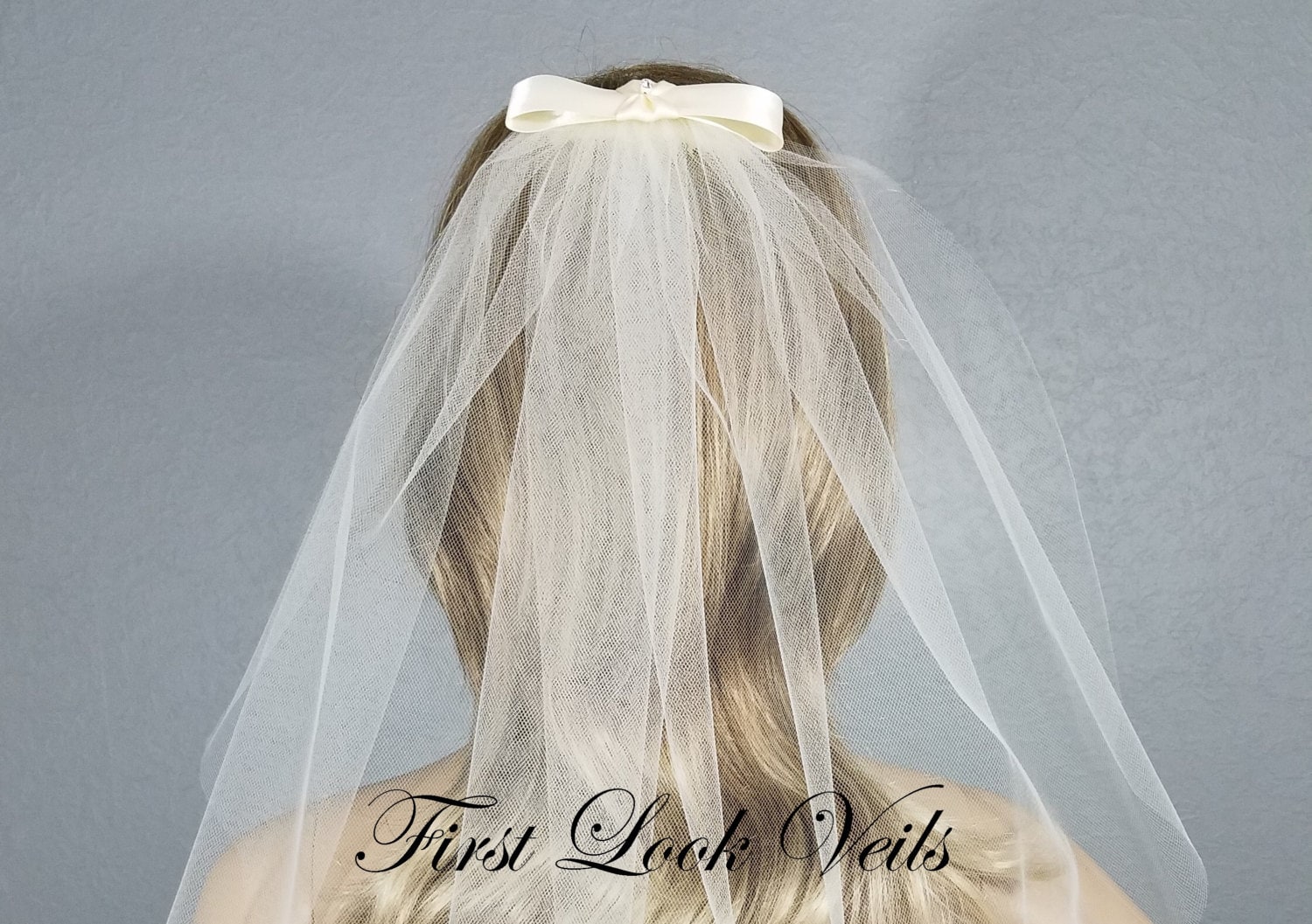 Ivory Bow Veil Bridal Hip Veil Short Wedding Veil Wedding