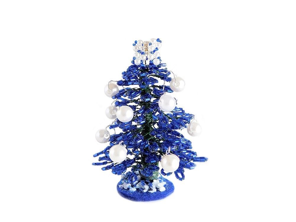 9 5cm beaded mini blue christmas tree with bow topper 9 5cm beaded mini blue christmas tree with bow topper