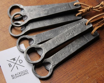 Personalized hand forged bottle opener