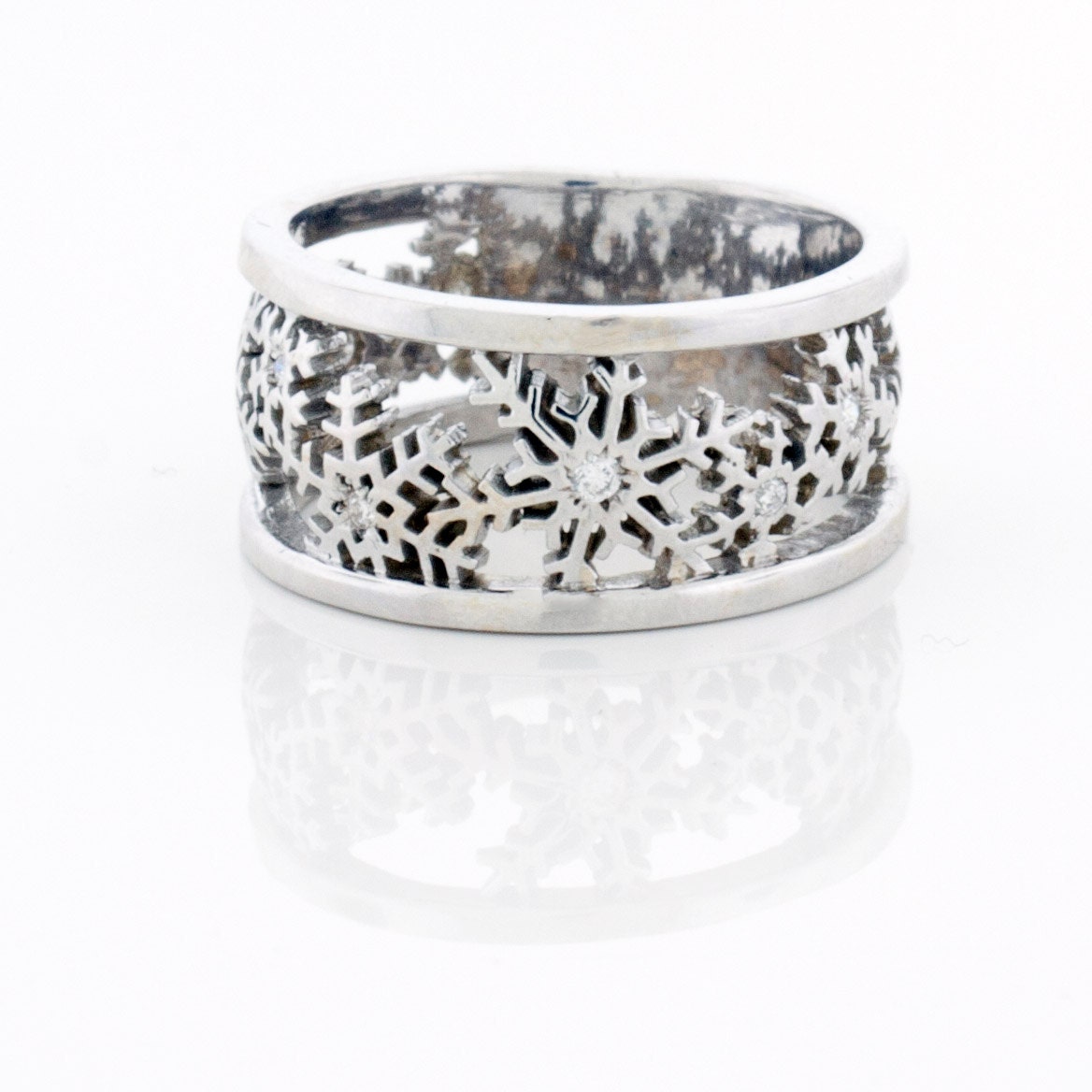 Snowflake Wedding Ring Gold and Diamond Wedding Band Diamond