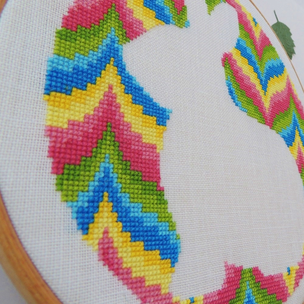 Modern cross stitch pattern. Bargello design. Alice in Wonderland