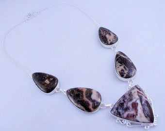 Picasso Jasper Stone .925 Sterling Silver Handmade Jewelry Necklace (f-403)