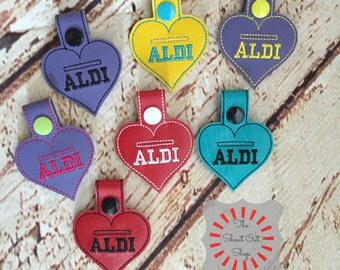 Aldi Keychain, Aldi Heart keychain, Aldi Keyfob, Aldi Snap Tab, Aldi Quarter Holder, Aldi Quarter Keychain, I love Aldi, Heart Aldi Keychain