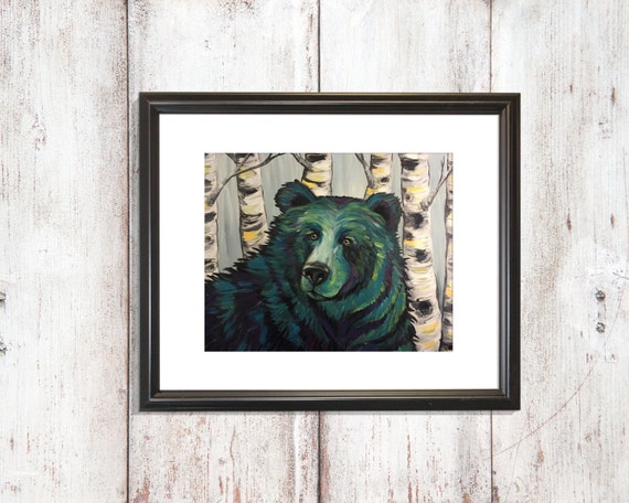 Items similar to Bear in the Birch Trees Print on Etsy