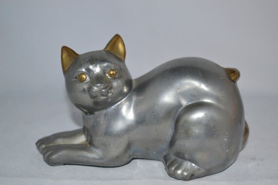  Cat  figurine metal  figurine metal  cat  figurine silver 