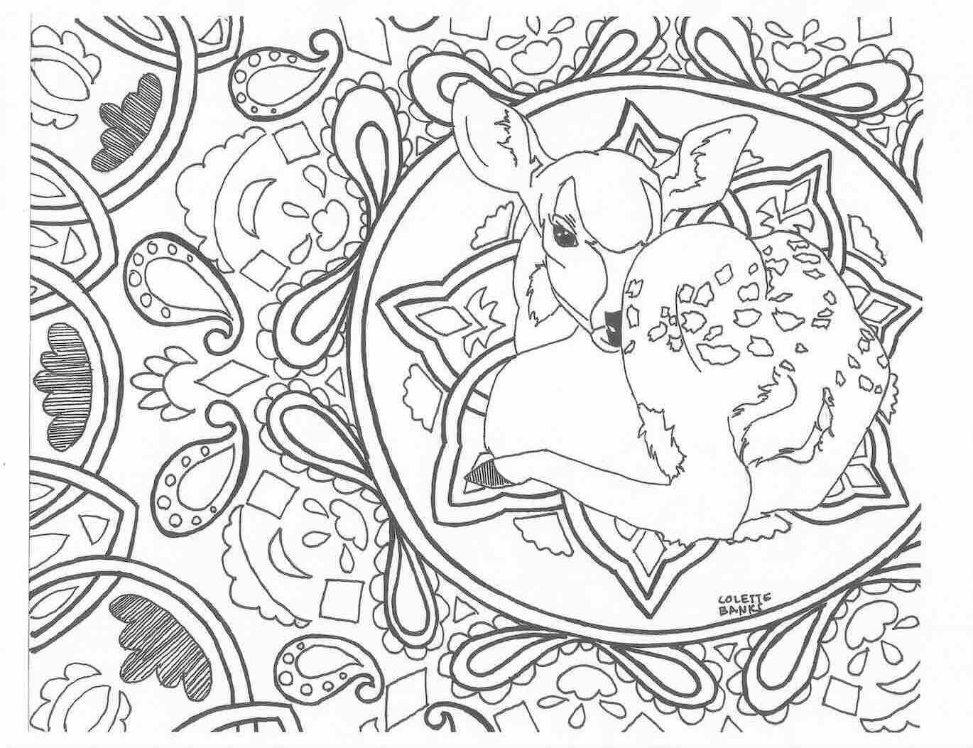 Bohemian Adult Coloring Page deer deer art by EssenceofInk ...