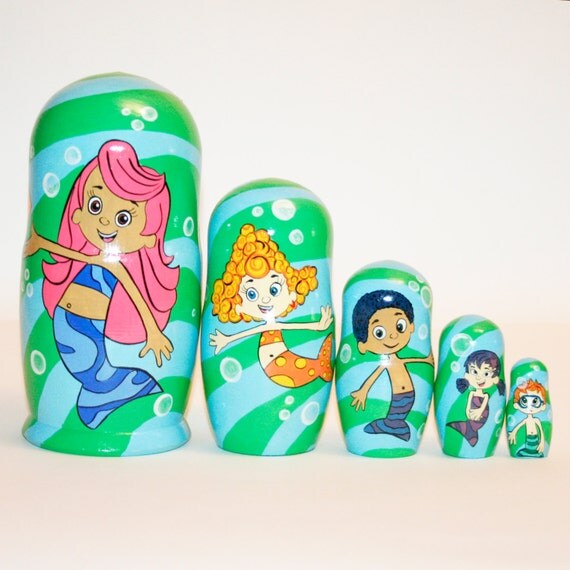 Bubble Guppies nesting doll for kids signed by nestingdollrus