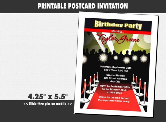 Partysupplieshut Com Free Printable Invitations Hollywood 10