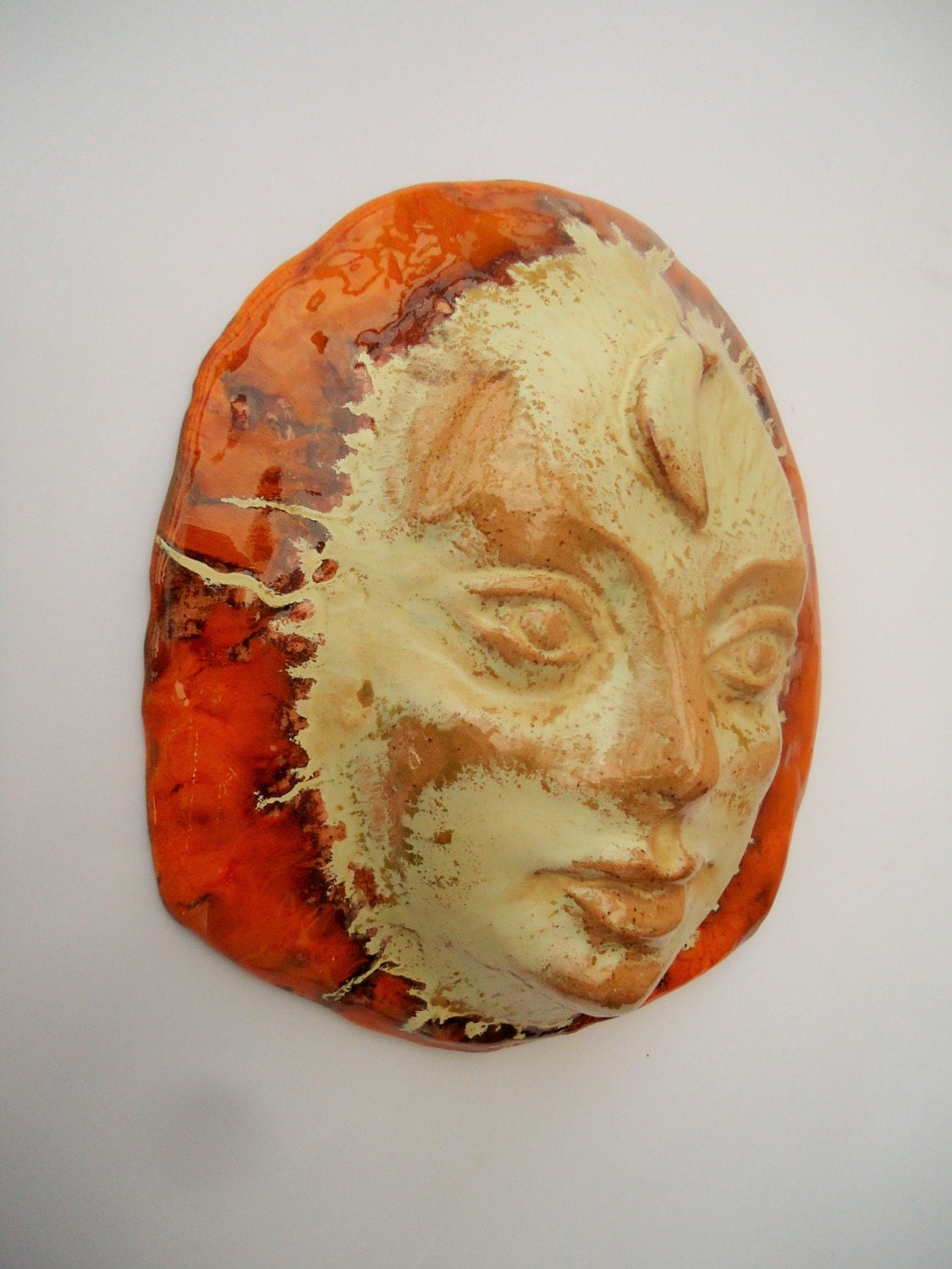 Wall face Ceramic wall masks Clay mask Decorative mask Pottery