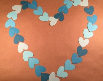 Heart garland, Valentine's Day garland, wedding garland, blue ombre garland,