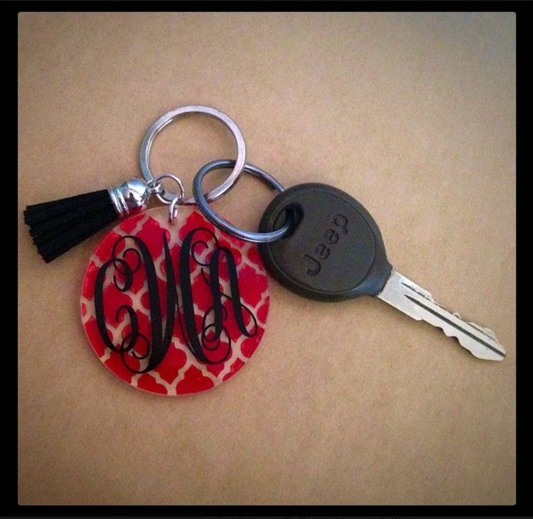 Monogram Key Chain with Tassel 10 Tassel by WattsGoodArtistry