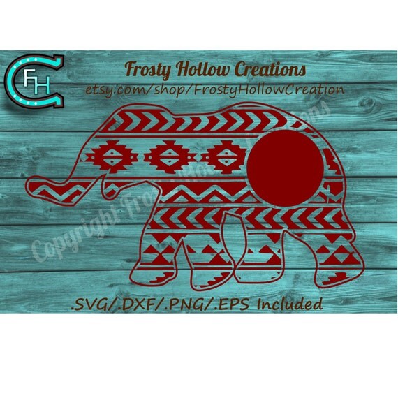 Download Aztec Elephant Monogram Frame cutting file SVG instant