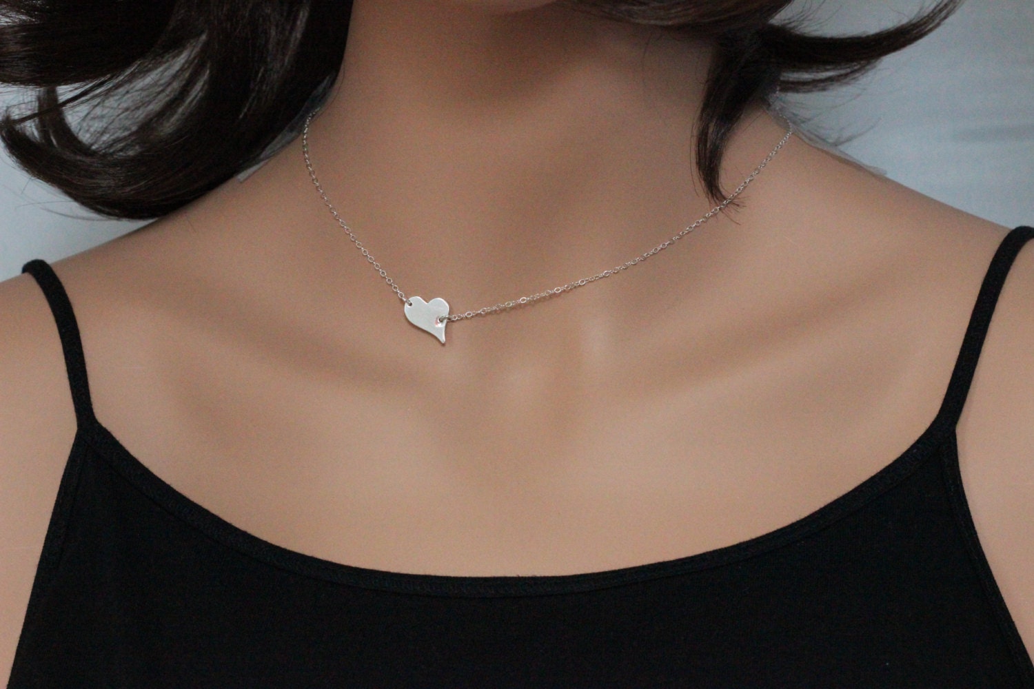 Sterling Silver Heart Necklace Heart Necklace for Girlfriend