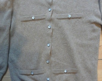 Vintage Johnstons of Elgin camel cardigan made in Scotland M/L size