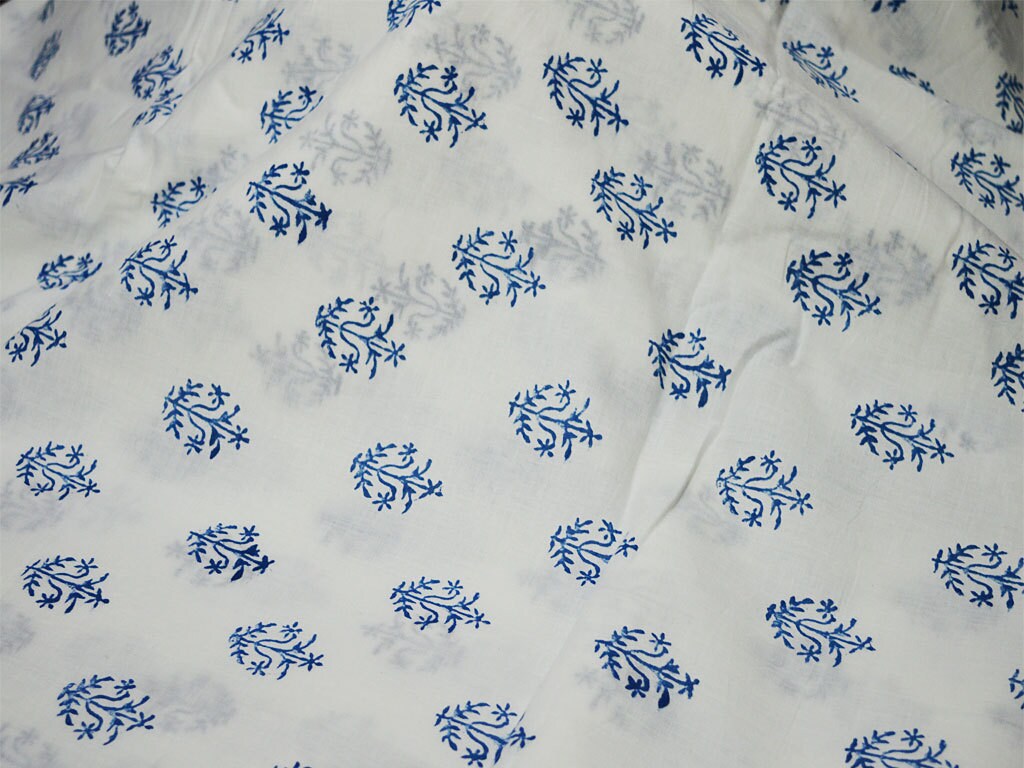 Hand Printed Fabric Block Print Cotton by Indianlacesandfabric
