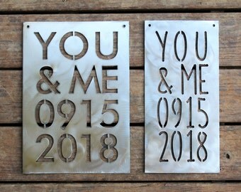 Metal Sign: You & Me Anniversary Gift - Metal Wall Art - Personalized Wedding Gift - Copper Anniversary Present - Steel Anniversary 11th