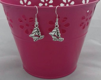 Nautical Drop Earrings, Sail Boat Dangle Earrings, Marine Earrings, Sailing Fashion Jewellery, Sea Life Inspired Jewelry, Ocean Themed