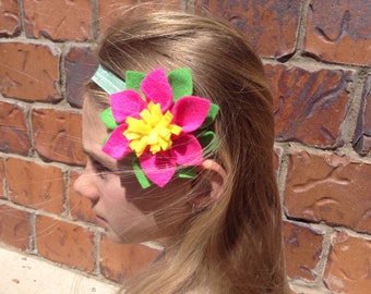 Felt Dahlia Flower Elastic Headband