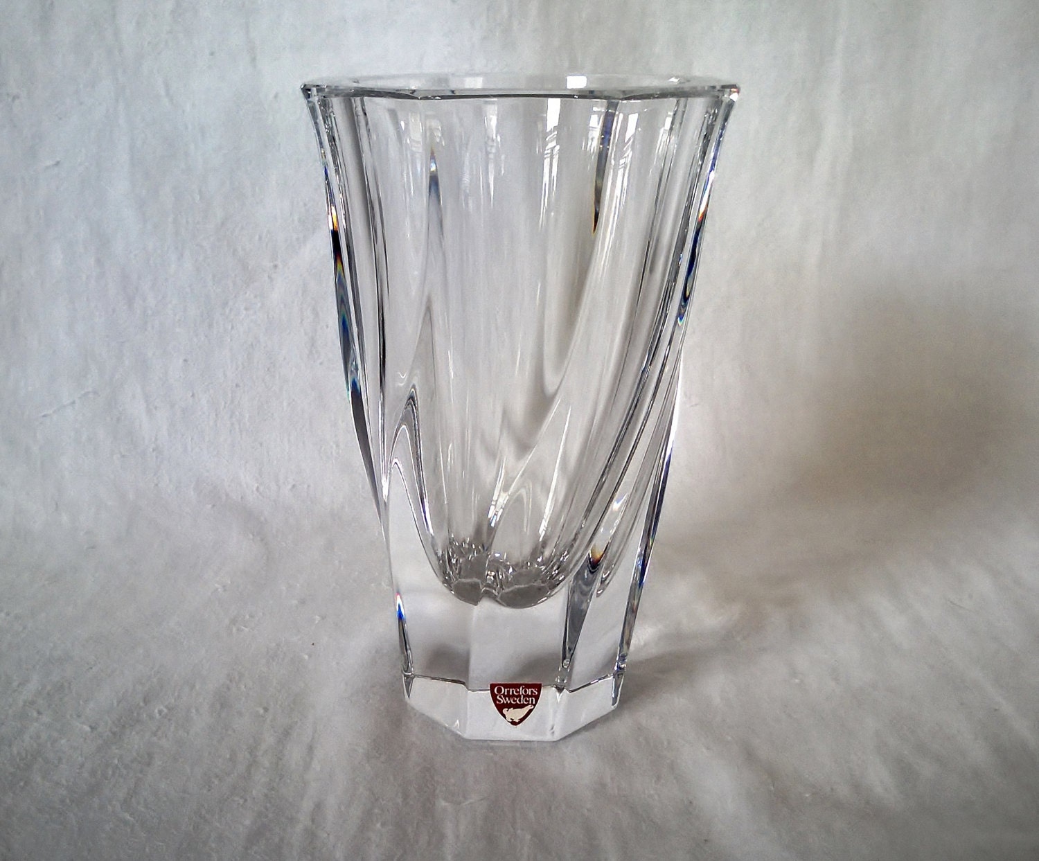 Vintage Orrefors Sweden Crystal Vase 1980s By Scattermytreasures