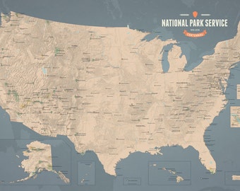 US National Parks & National Monuments Map 24x36 by BestMapsEver