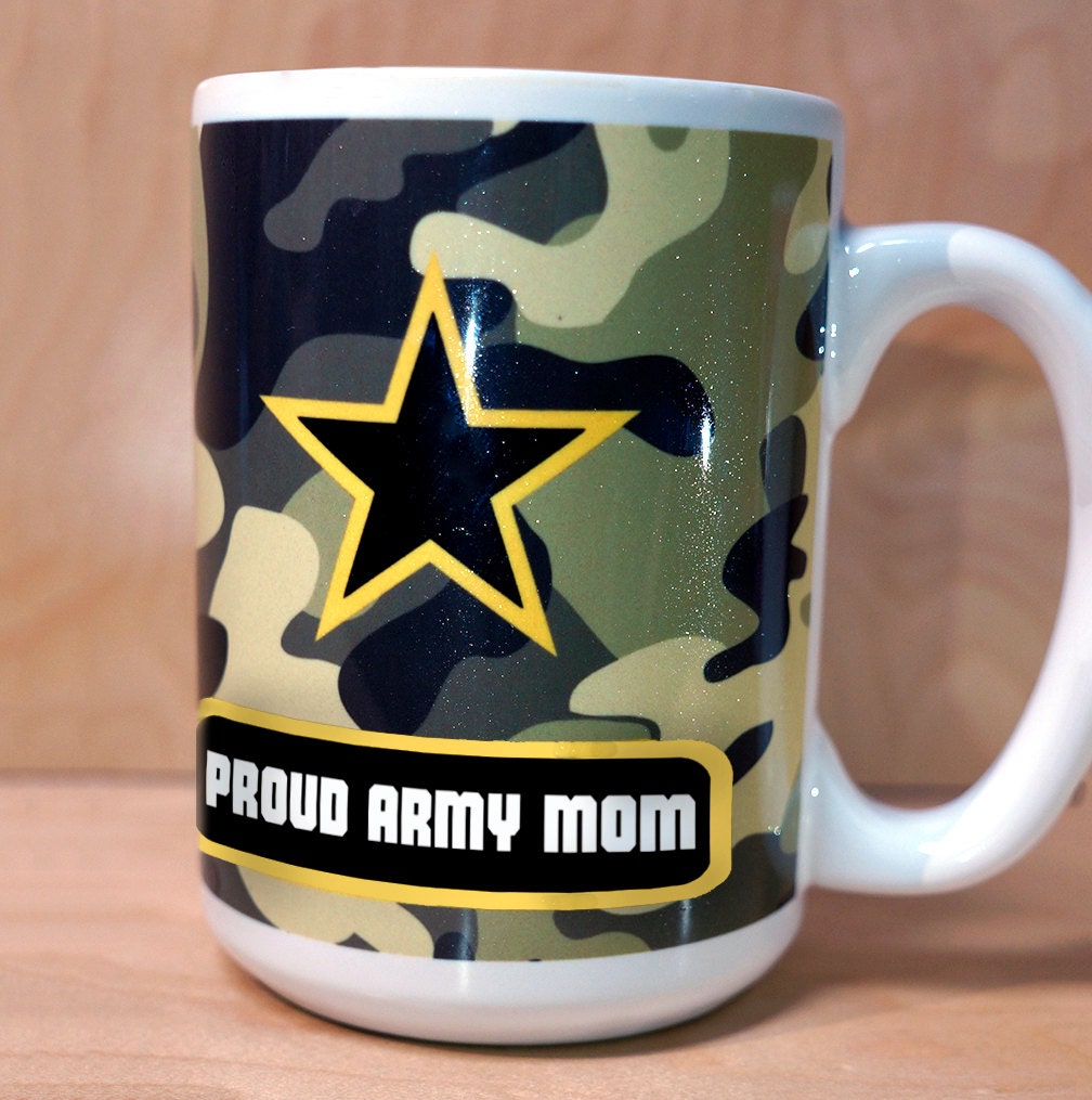 Proud Army Mom Camo Glitter Coffee Mug Made In Usa