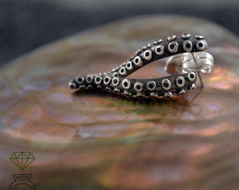 Octopus earrings,sterling silver earrings