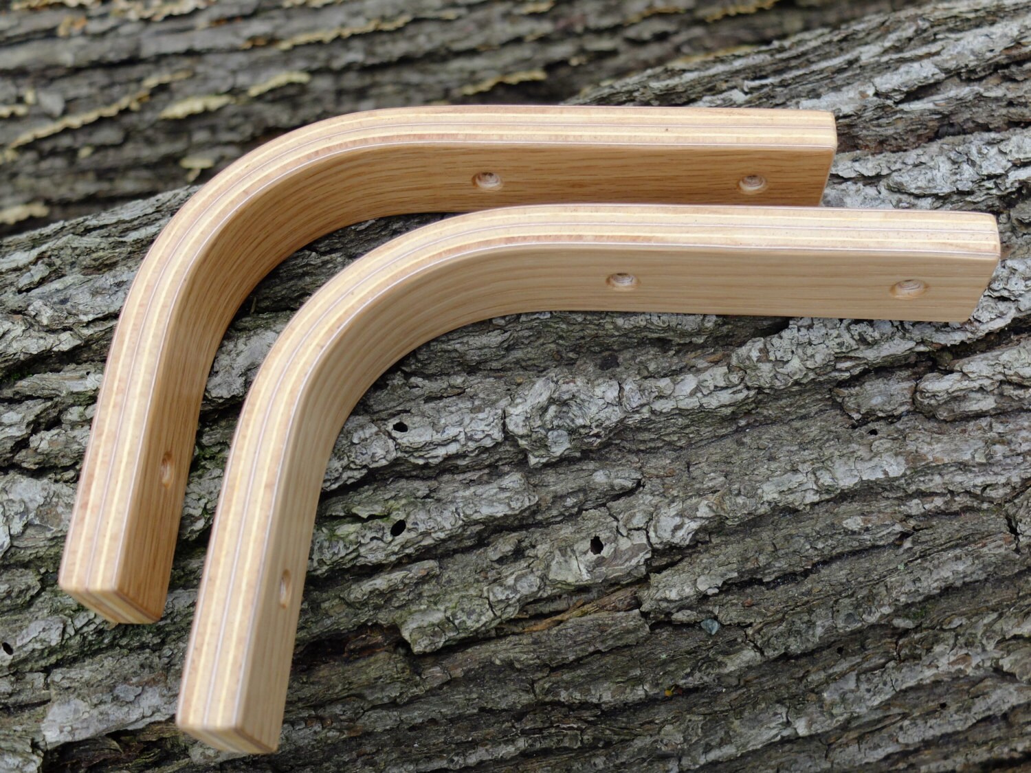 Shelf Support Brackets Bent Plywood with Oak Veneer