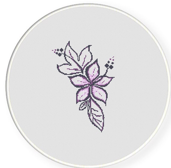 More For Free Purple Floral Counted Cross Stitch Pattern