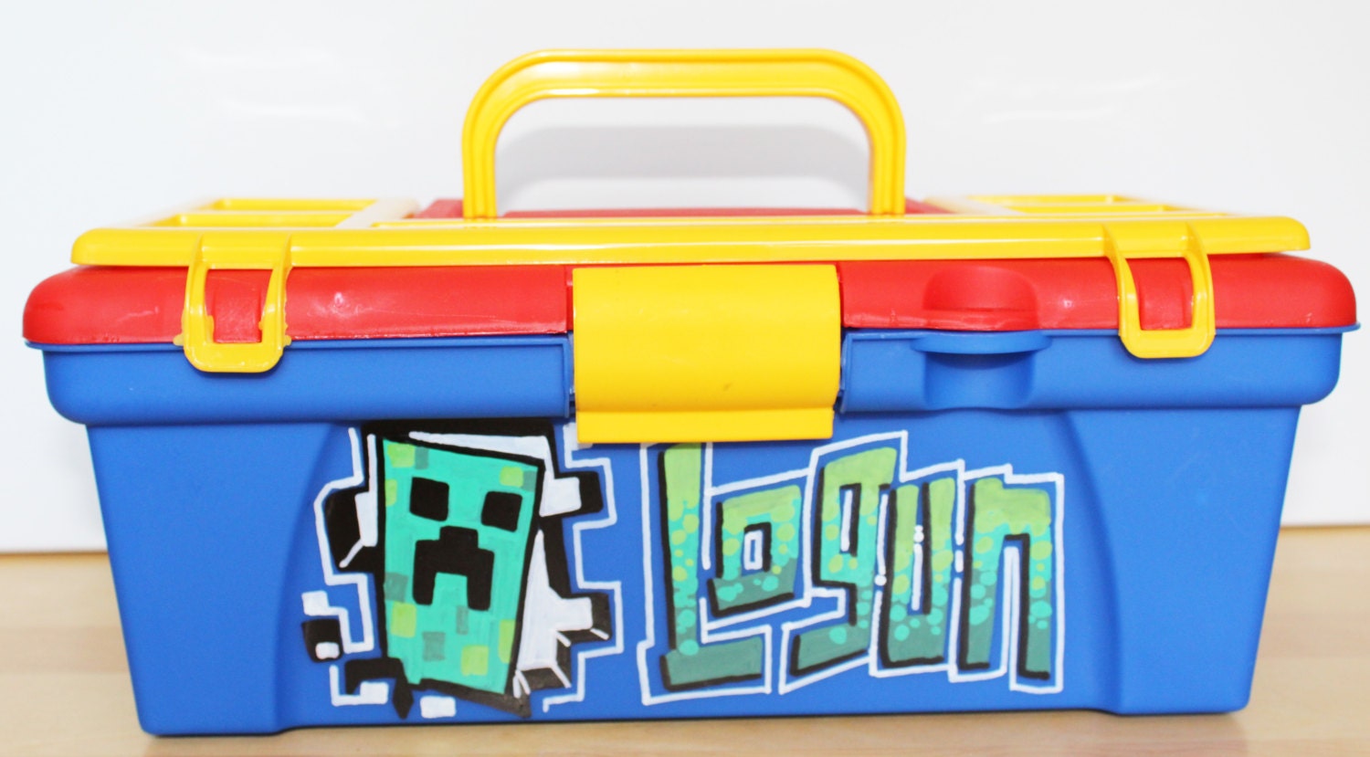 Minecraft Creeper theme Tool box Personalized by GeekKidDesign