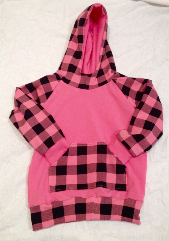Pink buffalo plaid hoodie baby girl cloths jersey child