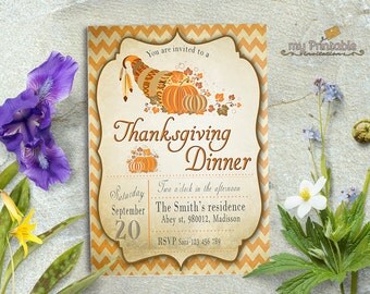 Thanksgiving Invitations / Digital Printable Invite / DIY Party