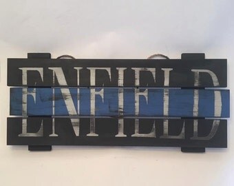 Personalized Distressd Thin Blue Line Last Name Pallet Sign