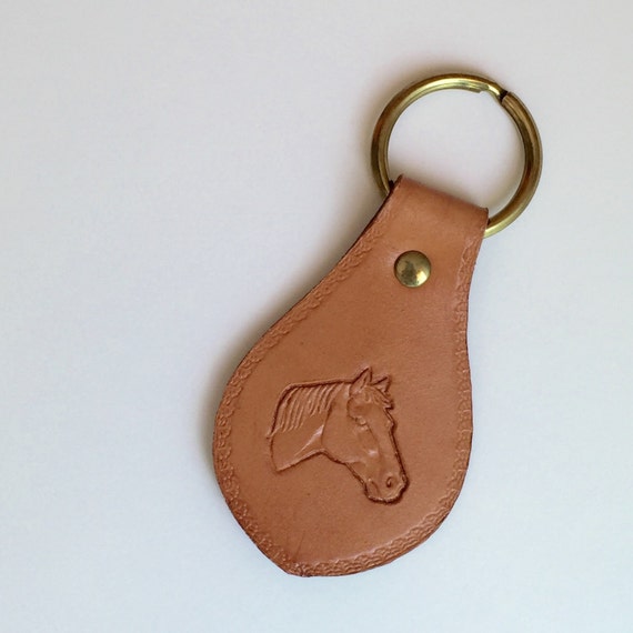 Vintage Leather Keychain Horse Keychain Equestrian