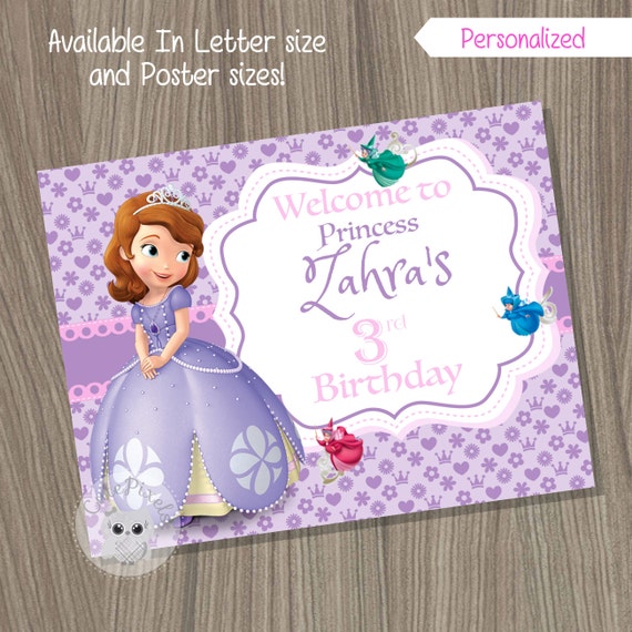 Items similar to Princess Sofia Welcome Sign, Princess Sofia Birthday ...