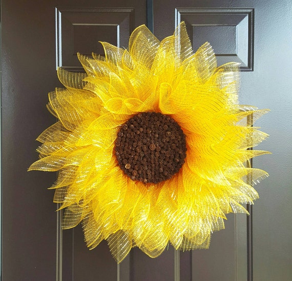 Sunflower Wreath Deco Mesh Sunflower Wreath Yellow Sunflower